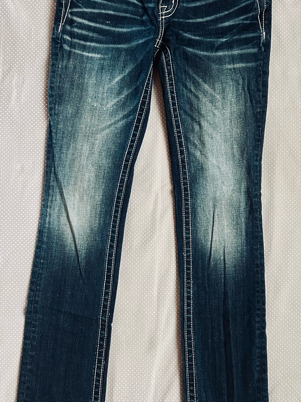 Miss Me Women’s Dark Blue Stretch Straight Legged Stretch Jeans